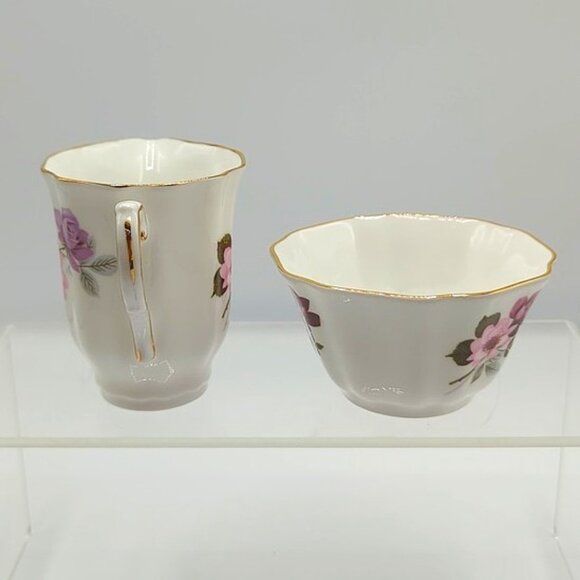 Royal Grafton Creamer & Sugar Bowl Fine Bone China Gold Trim Pink Florals - Picture 2 of 8